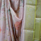 Tissue Silk Saree in Pink with Digital Floral Print and Green Border