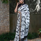 Graceful Moonga Cotton Saree with Pichwai Work in Black and White