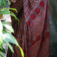 Pure Modal Silk Saree in Red, Brown, and Black Symmetrical Stripes