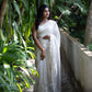 Georgette Tissue Saree in Off-White with White Appliqué Work