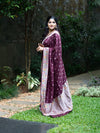 Matka Silk Saree in Maroon Shade with Paithani Work on Borders and Pallu