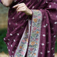 Matka Silk Saree in Maroon Shade with Paithani Work on Borders and Pallu