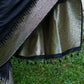 Pure Mushroom Silk Saree in Black with Abstract Gold Diagonal Zari Work and Elegant Pallu