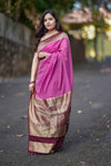 Crepe Soft Silk Saree with Banarasi Work, Contrast Blouse, Pallu & Border