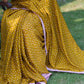 Chinnon Chiffon Saree in Mustard Yellow with Pink Border