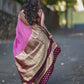 Crepe Soft Silk Saree with Banarasi Work, Contrast Blouse, Pallu & Border