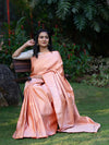 Pure Khadi Silk Saree in Vibrant Orange with Jacquard Work