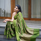 Green Synthetic Cotton Saree with Bandhani and Shibori Work