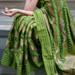 Green Synthetic Cotton Saree with Bandhani and Shibori Work
