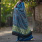 Pure Modal Silk Saree in Denim Blue with Ajrak Print