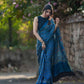 Pure Modal Silk Saree in Denim Blue with Ajrak Print