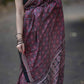 Matka Silk Saree with Red & Black Ajrak Print