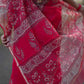 Red kota doriya saree with golden zari border and floral prints over body