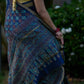 Blue Maheshwari Silk Saree with Blue & Red Print and Golden Zari Border