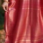 Red Kubera Silk Saree with Copper Jacquard & Banarasi Work Border