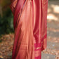 Red Kubera Silk Saree with Copper Jacquard & Banarasi Work Border