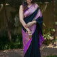 Crepe Soft Silk Saree with Banarasi Work, Contrast Blouse, Pallu & Border