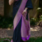 Crepe Soft Silk Saree with Banarasi Work, Contrast Blouse, Pallu & Border