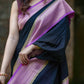 Crepe Soft Silk Saree with Banarasi Work, Contrast Blouse, Pallu & Border