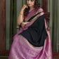 Crepe Soft Silk Saree with Banarasi Work, Contrast Blouse, Pallu & Border