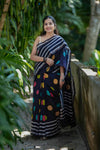 Classic Black Chanderi Silk Saree with Colorful Big Bhuttis