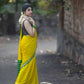 Yellowish Green Crepe Silk Saree with Contrast Green Border & Pallu