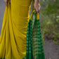 Yellowish Green Crepe Silk Saree with Contrast Green Border & Pallu