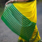 Yellowish Green Crepe Silk Saree with Contrast Green Border & Pallu