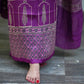 Pure Modal Silk Churidhar Set in Purple Shade with Ajrak Print