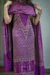 Pure Modal Silk Churidhar Set in Purple Shade with Ajrak Print
