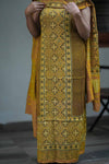 Mustard Yellow Pure Modal Silk Churidhar Set with Ajrak Print