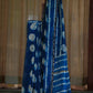 Royal Indigo Blue Chanderi Silk Saree with White Big Buttis and Golden Zari Border