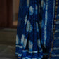 Royal Indigo Blue Chanderi Silk Saree with White Big Buttis and Golden Zari Border
