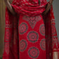 Pure Modal Silk Churidhar Set in Red with Ajrak Print