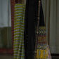 Kota Doriya Saree with Asymmetrical Stripes and Black Pallu with Golden Zari