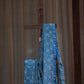 Blue Chanderi Silk Saree with White Floral Print