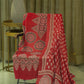 Pure Modal Silk Churidhar Set in Red with Ajrak Print