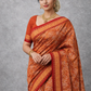 Rust orange Kota sree with white thread embroidery