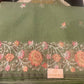 Supernet Floral Embroidered Saree – Black & Sage Green