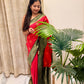 Black georgette saree with red border