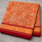 Rust orange Kota sree with white thread embroidery