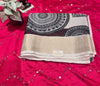 Off-White Semi Tussar Saree with Mandala Art & Coffee Brown Blouse