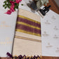 Kerala cotton saree with delicate check patterns and Maroon striped Pallu