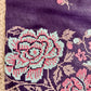 Violet Pure Tussar Silk Saree with Pink & Blue Floral Embroidery