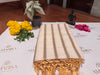 Kerala cotton saree, crafted in soft off-white with golden stripes