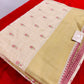 Chanderi Silk Saree with Small Floral Bhuttis & Golden Zari Border