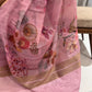 Linen Silk Saree with Floral Elegance