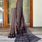 Semi-Jute Saree – Cream & Black with Geometric pattern and Tassel Detail
