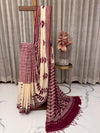 Elegant Off-White & Maroon Chanderi Cotton Saree