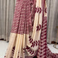 Elegant Off-White & Maroon Chanderi Cotton Saree
